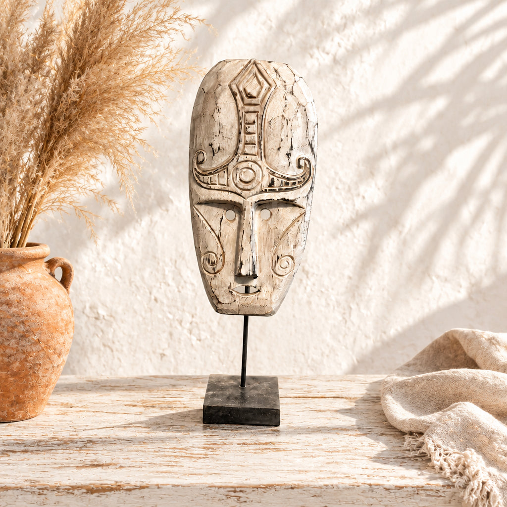 Houten masker grijs