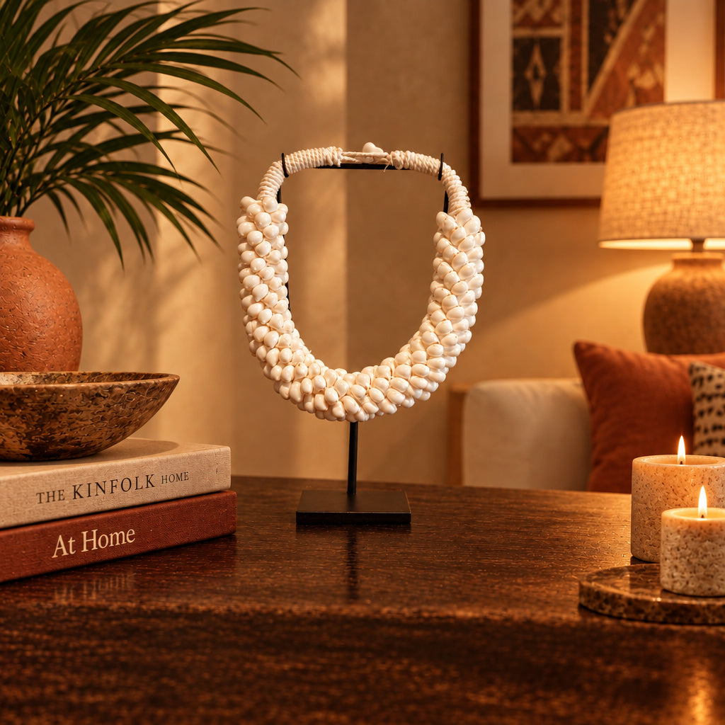 Schelpen ketting op voet
